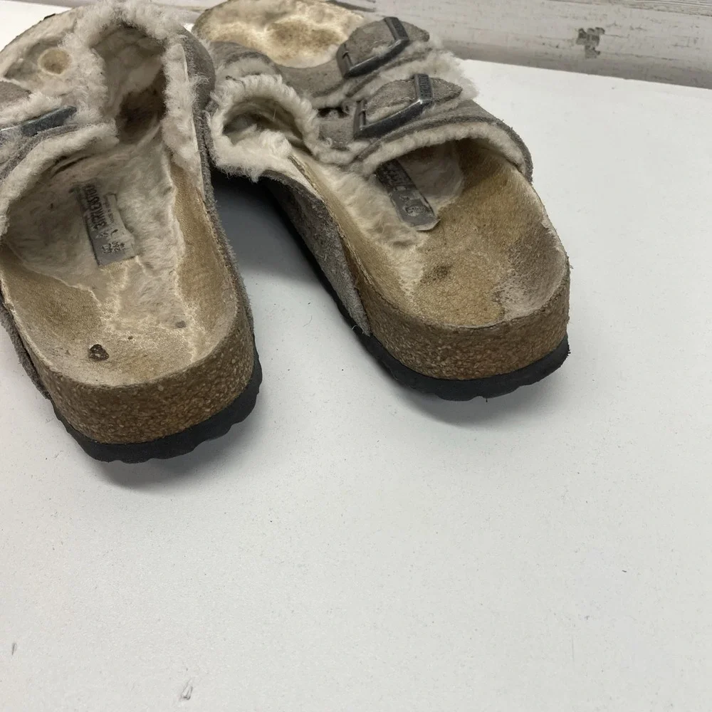 Birkenstock Arizona Shearling Suede Sandals Fuzzy Size‎ 40 9 US
